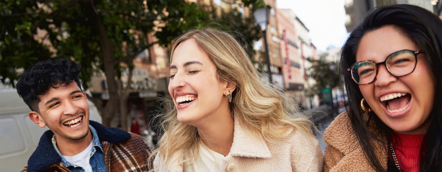 a group of people laughing